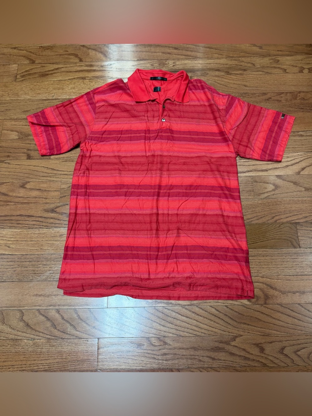 Men's Nike Tiger Woods Collection Red Striped Polo Golf Shirt Size XL